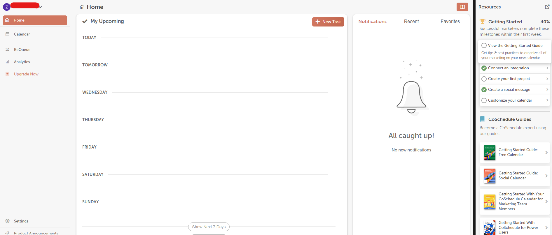 CoSchedule's dashboard