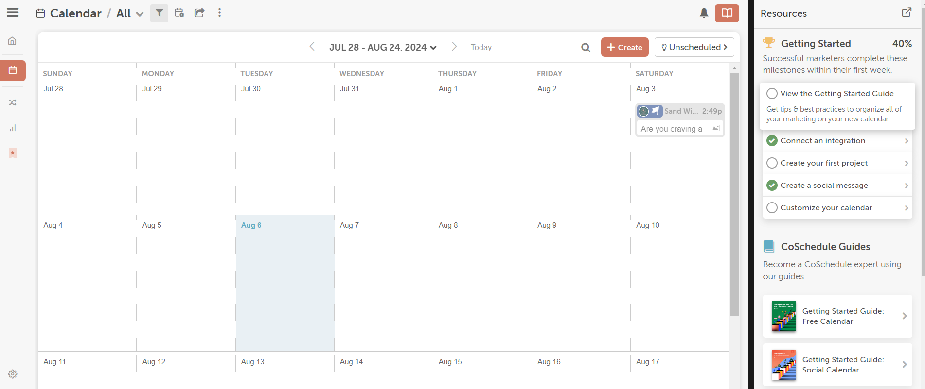 CoSchedule's dashboard