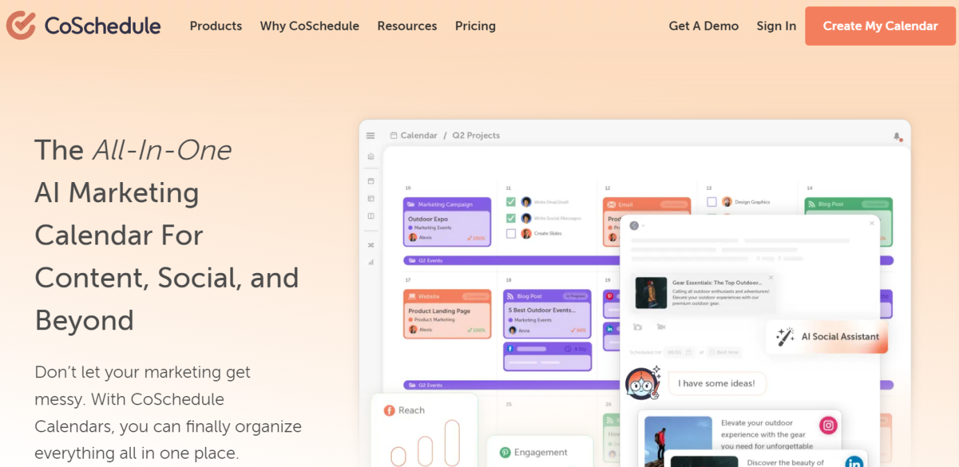 CoSchedule's landing page