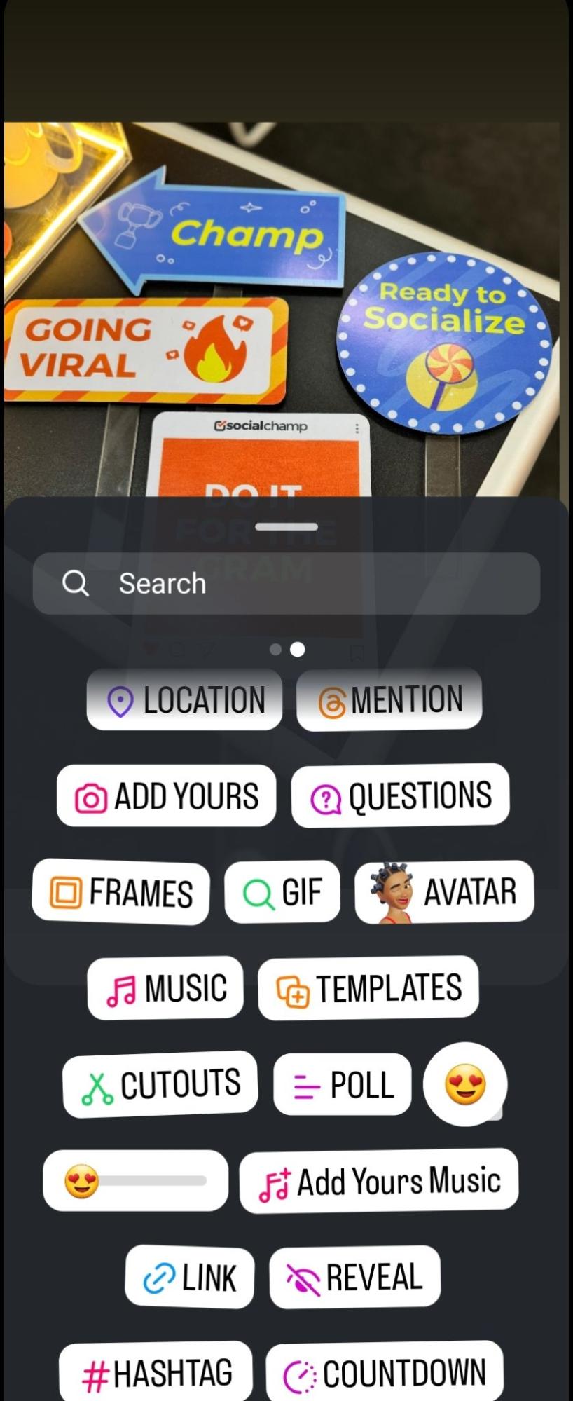 Editing tools and interactive elements in Instagram Story