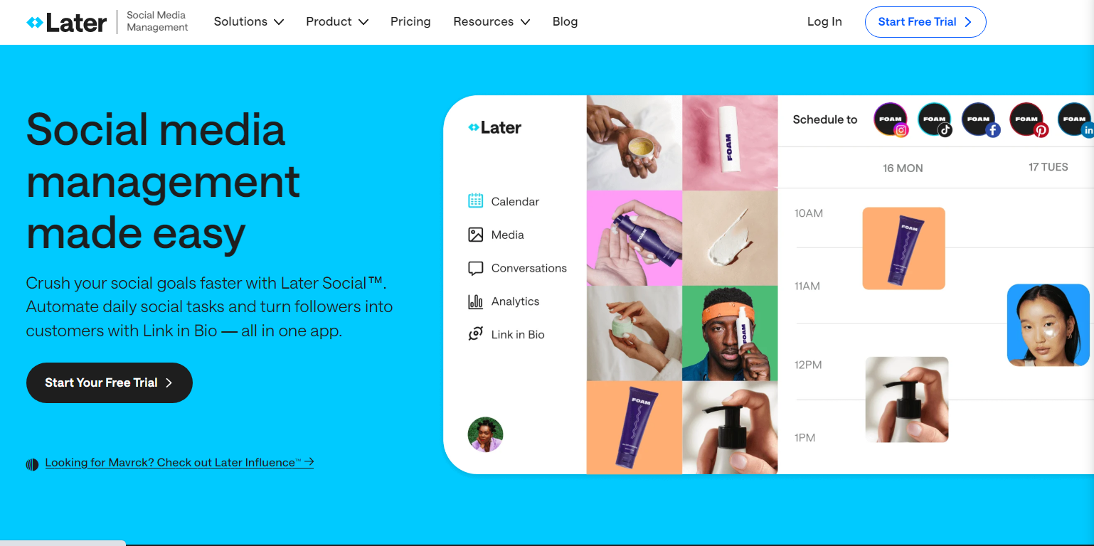 Later's landing page