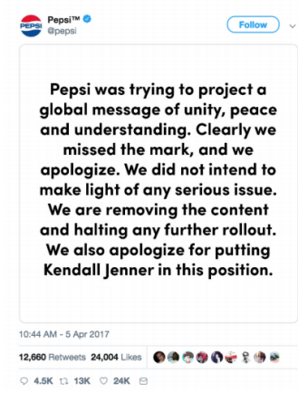 Pepsi's apology on X