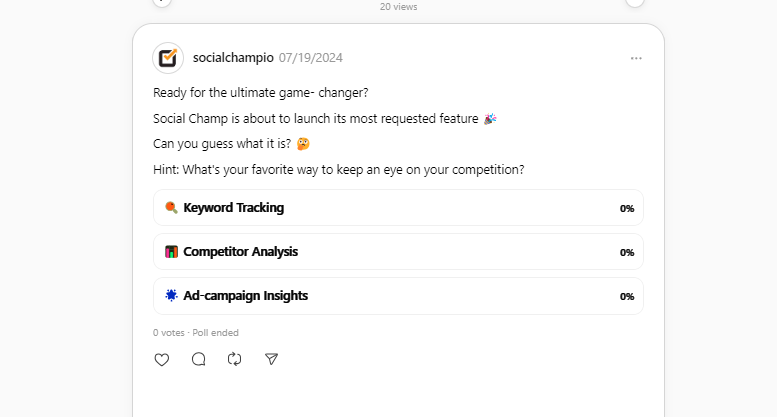 Poll by Social Champ on Threads