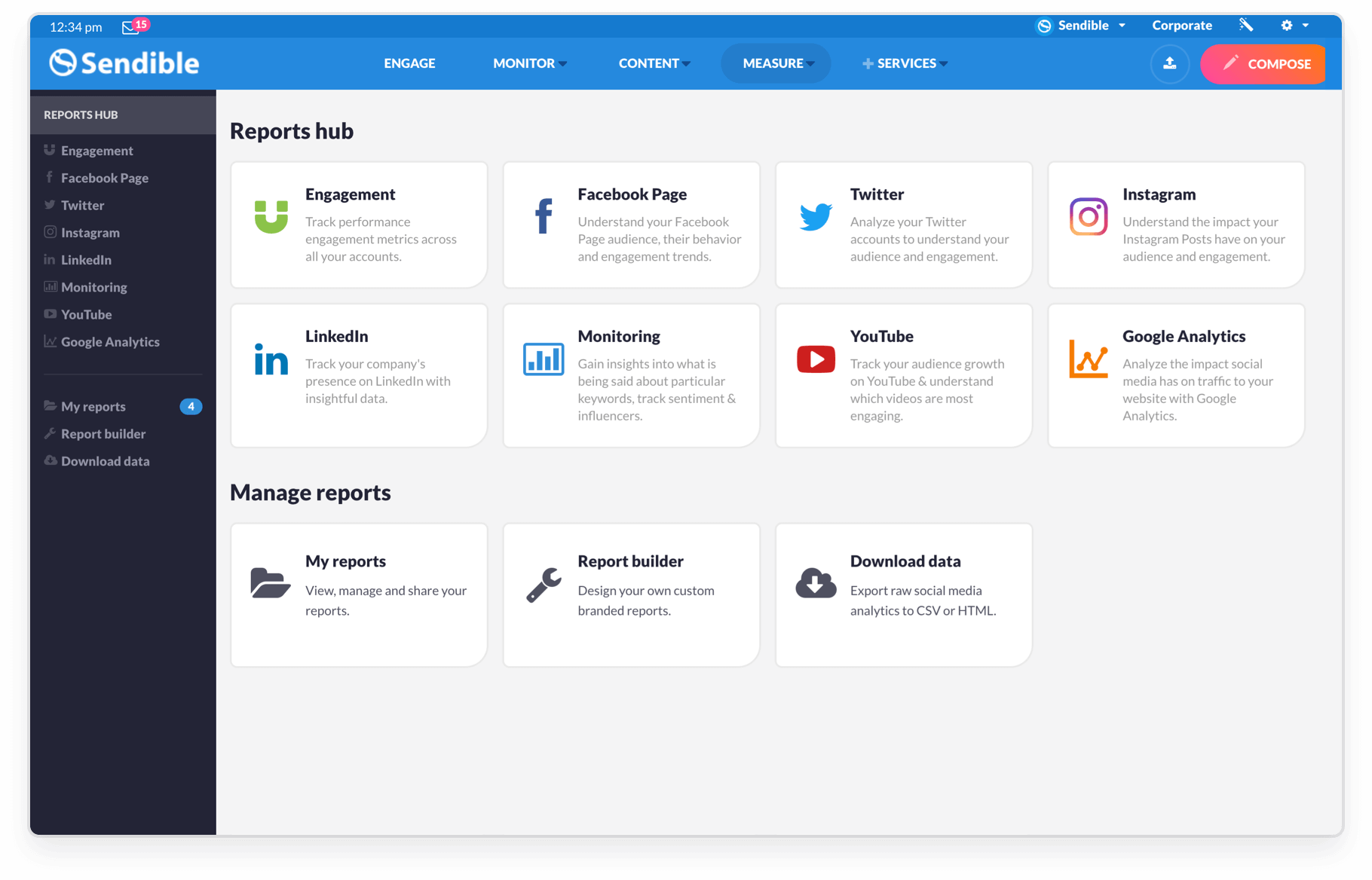 Sendible's dashboard