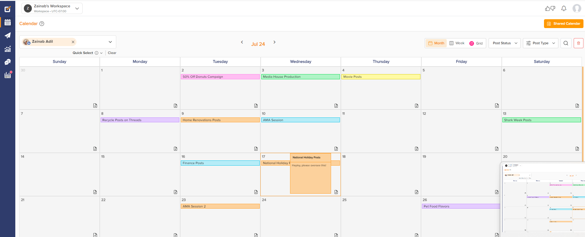 Social Champ's Calendar View