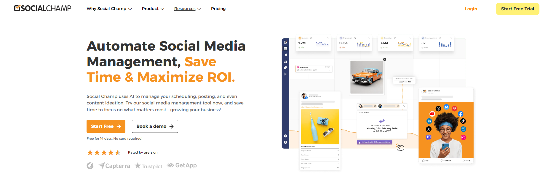 Social Champ's landing page