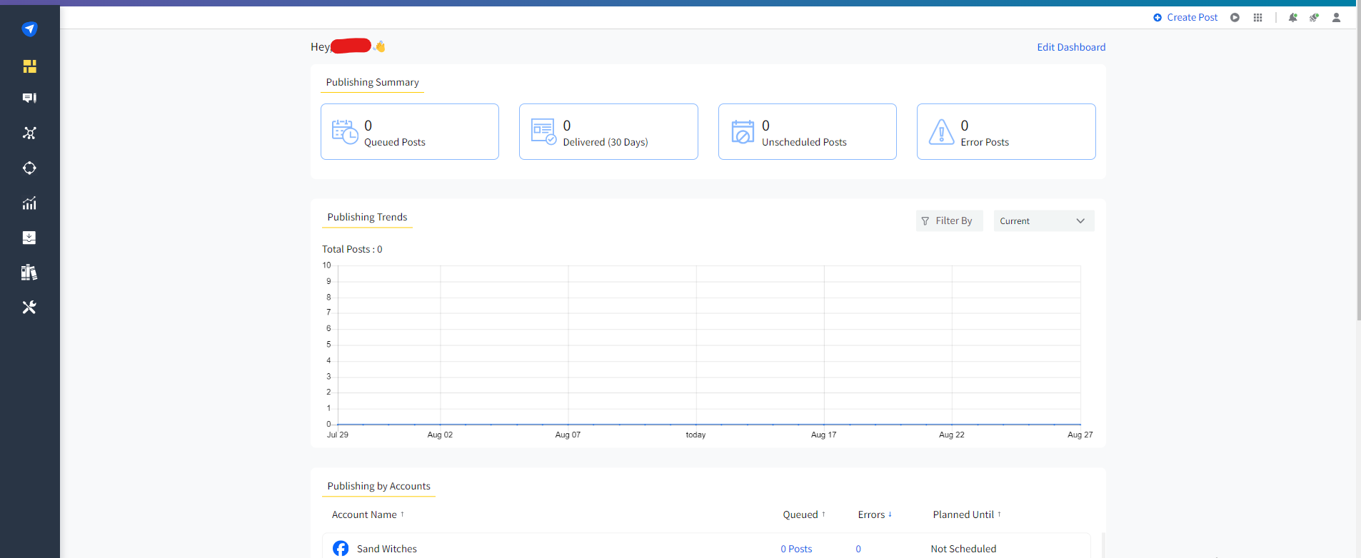 Social Pilot's dashboard