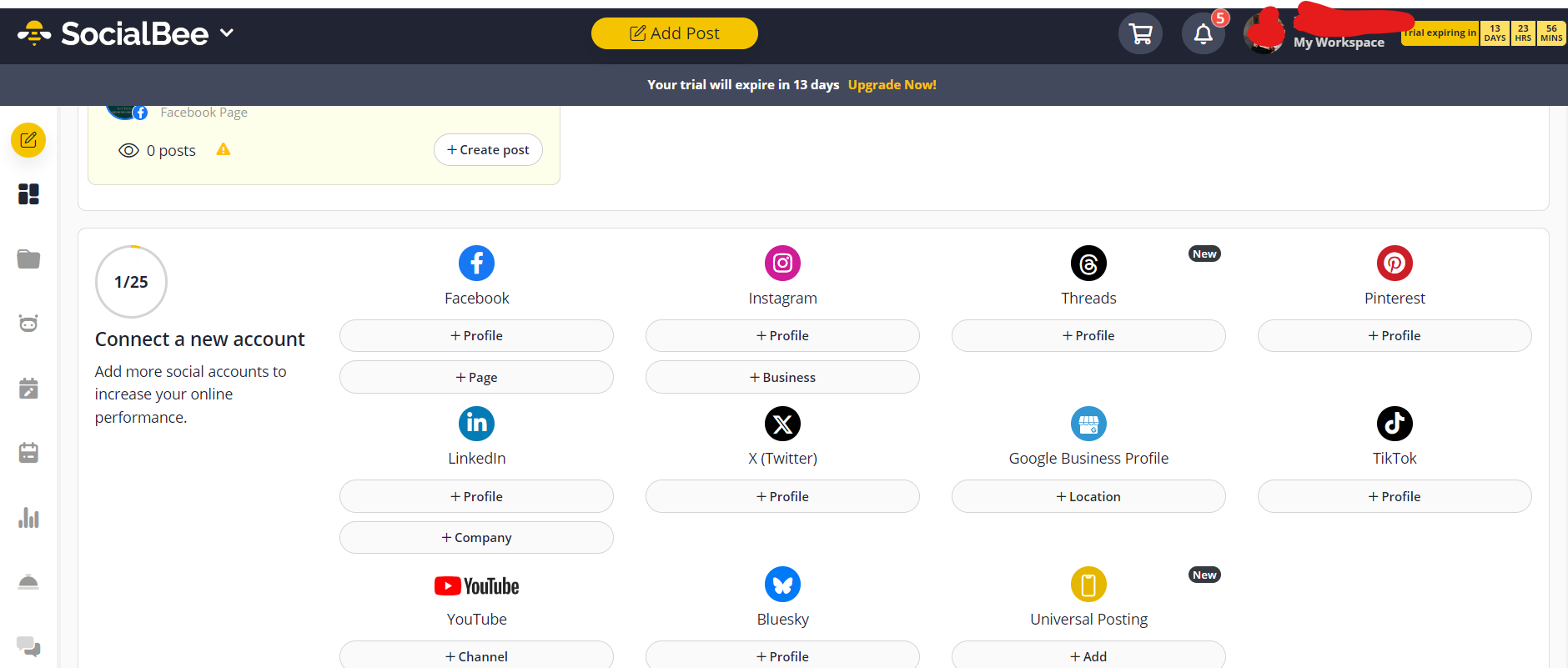 SocialBee's Dashboard