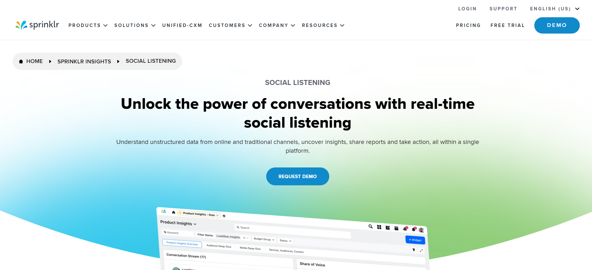 Sprinklr’s landing page