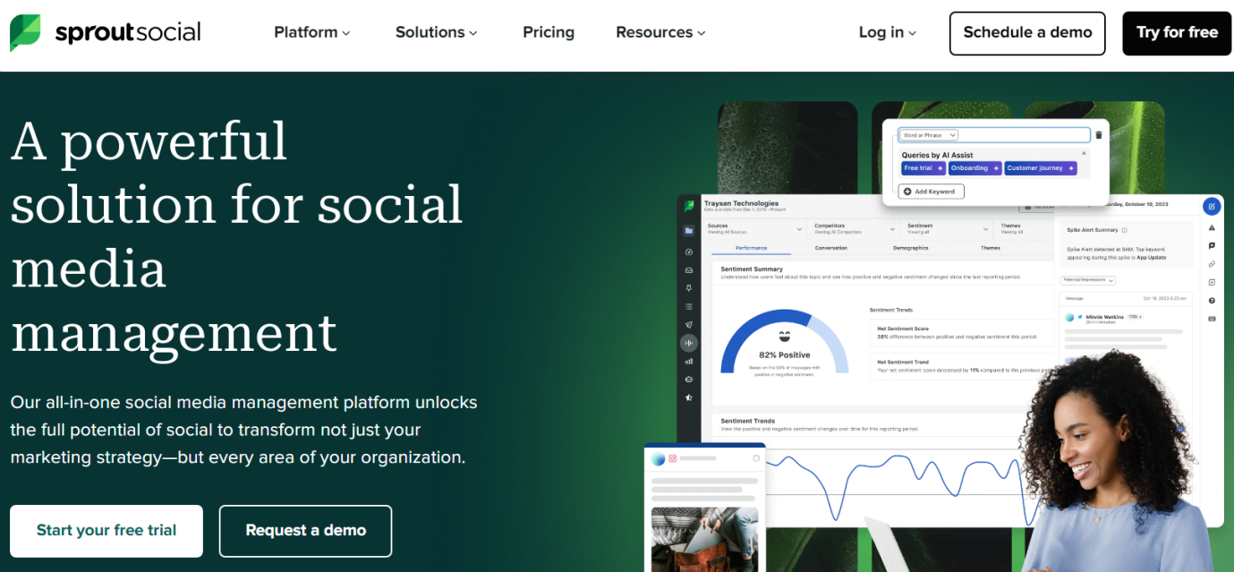 Sprout Social's landing page