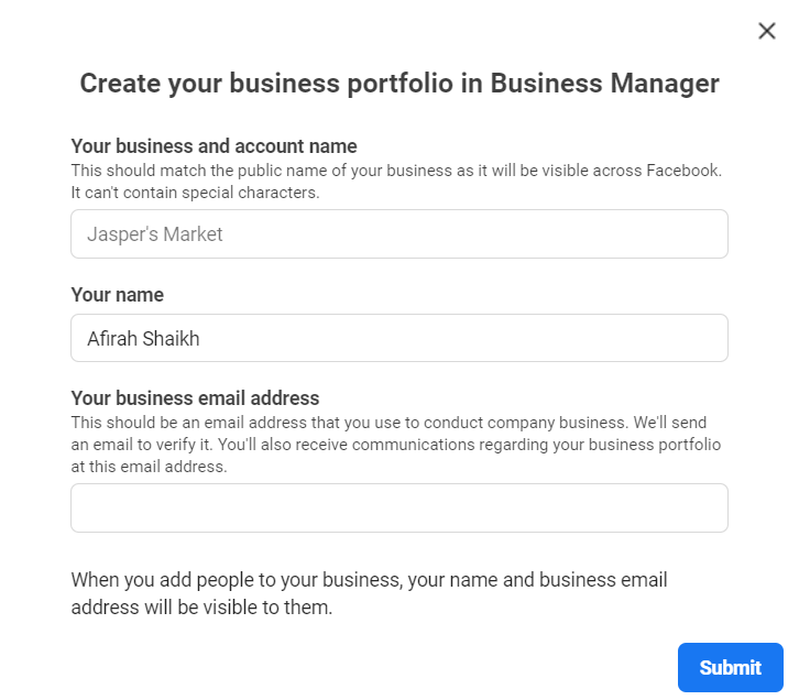 Step 2- Add business details