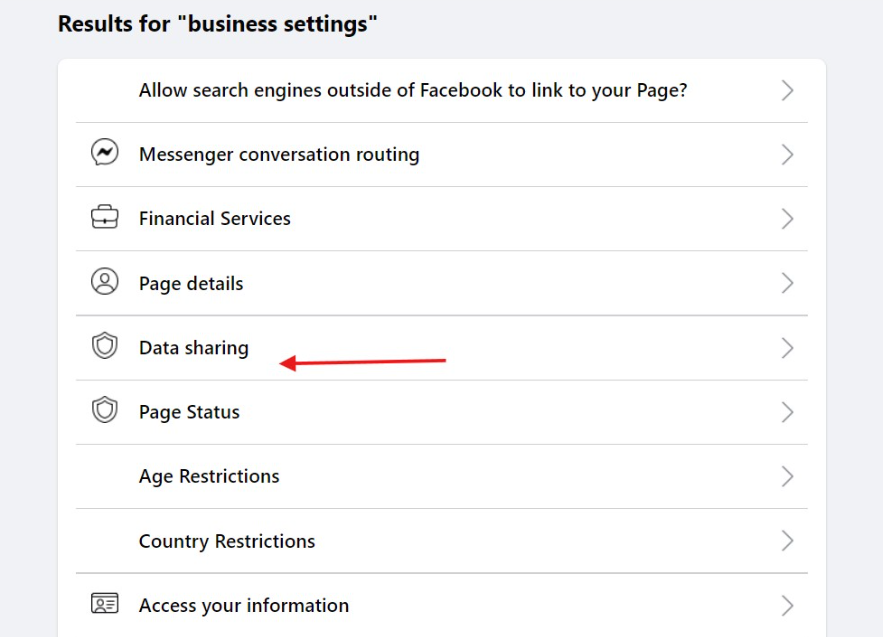 Step 8- Click on data sharing