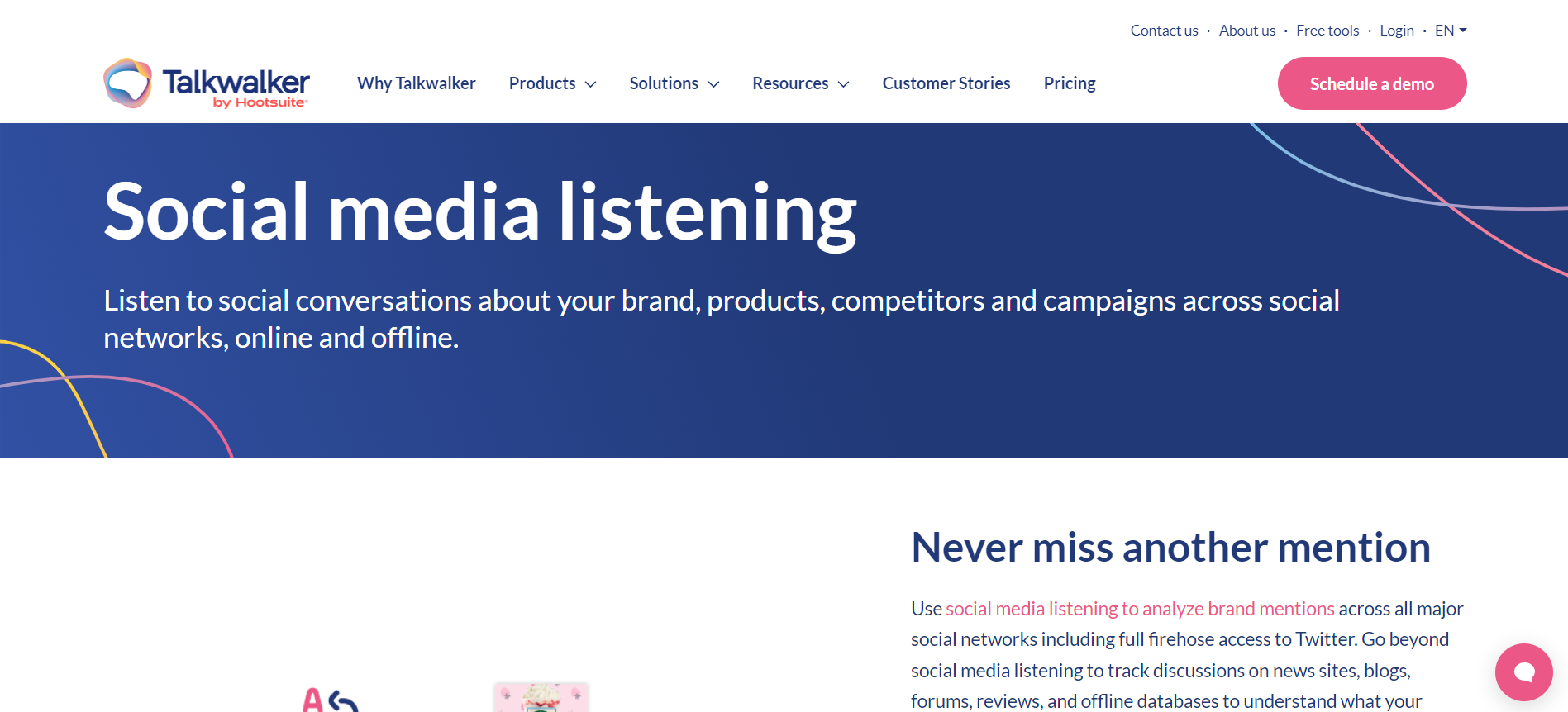 Talkwalker’s social media analytics landing page