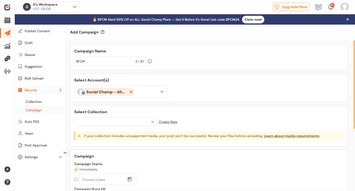 Bulk scheduling with the ‘Recycle’ feature