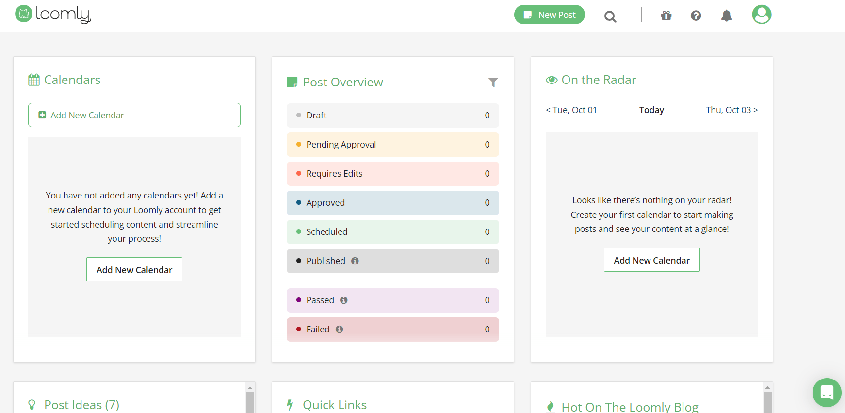 Loomly's Dashboard