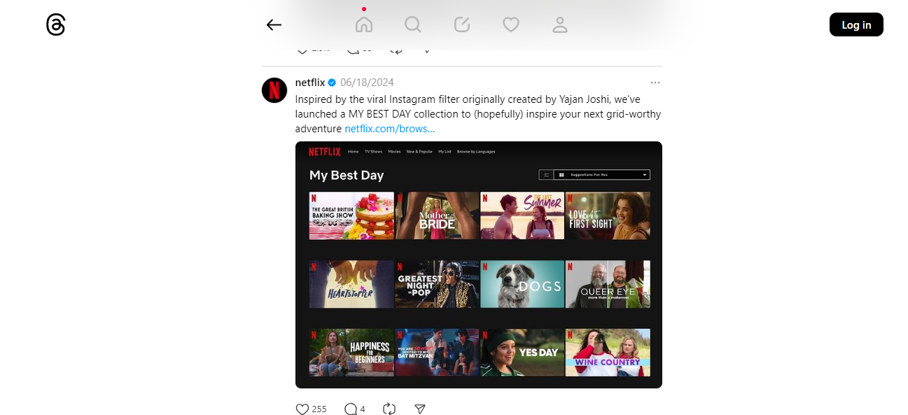 A post by Netflix on Threads