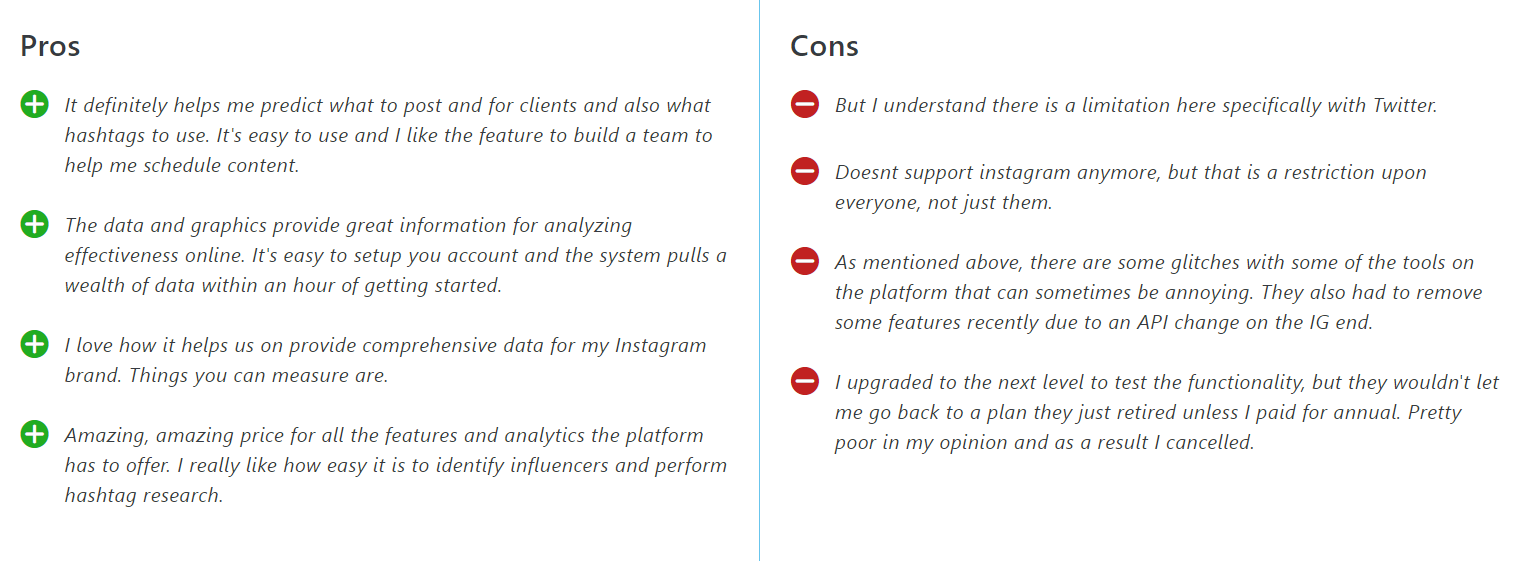 A snapshot of Iconosquare review on Capterra.