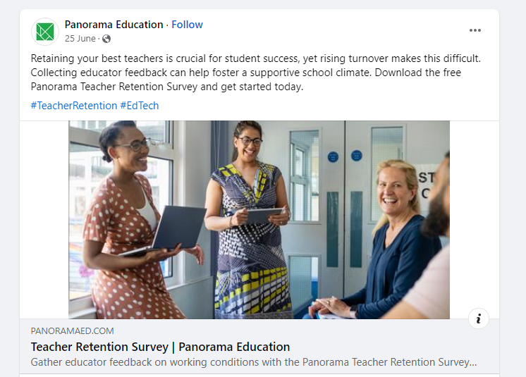 A teacher retention survey by Panorama education on LinkedIn