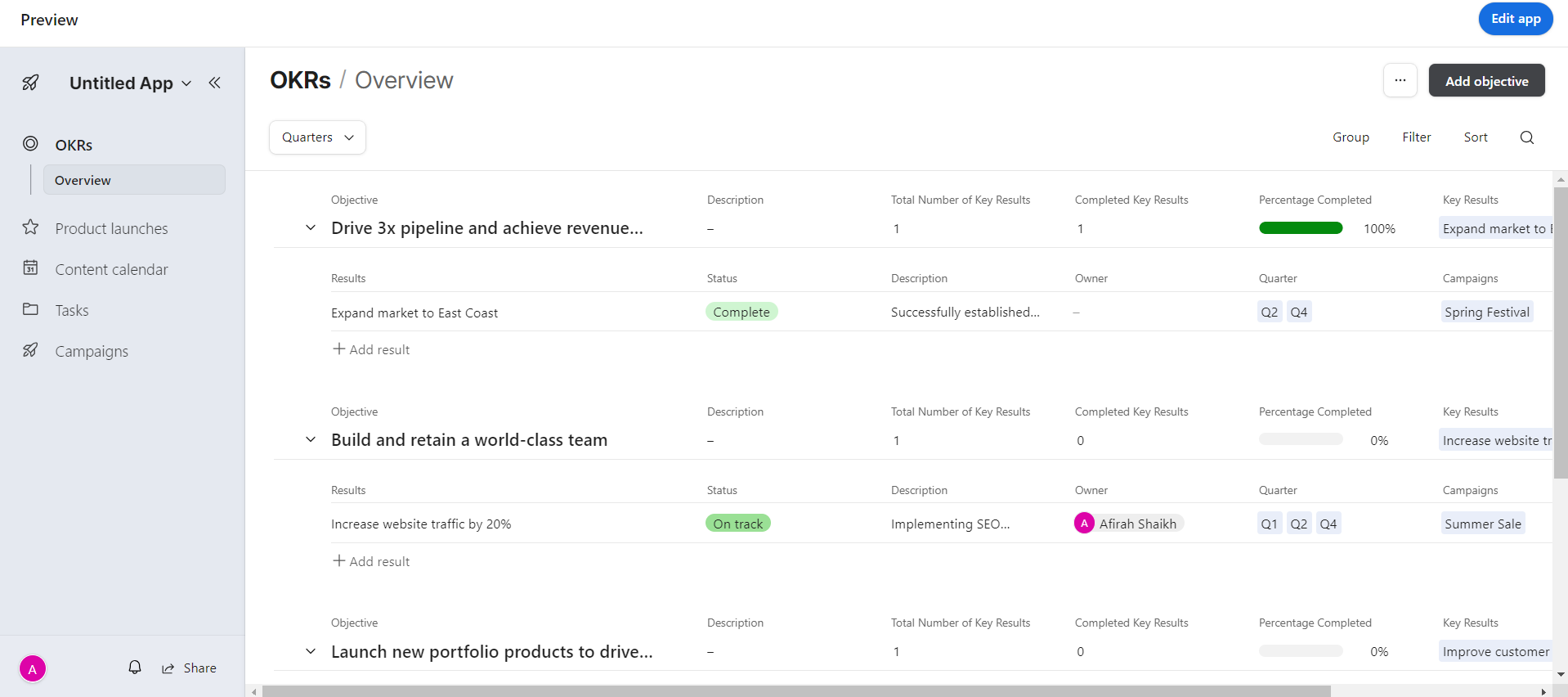 Airtable dashboard