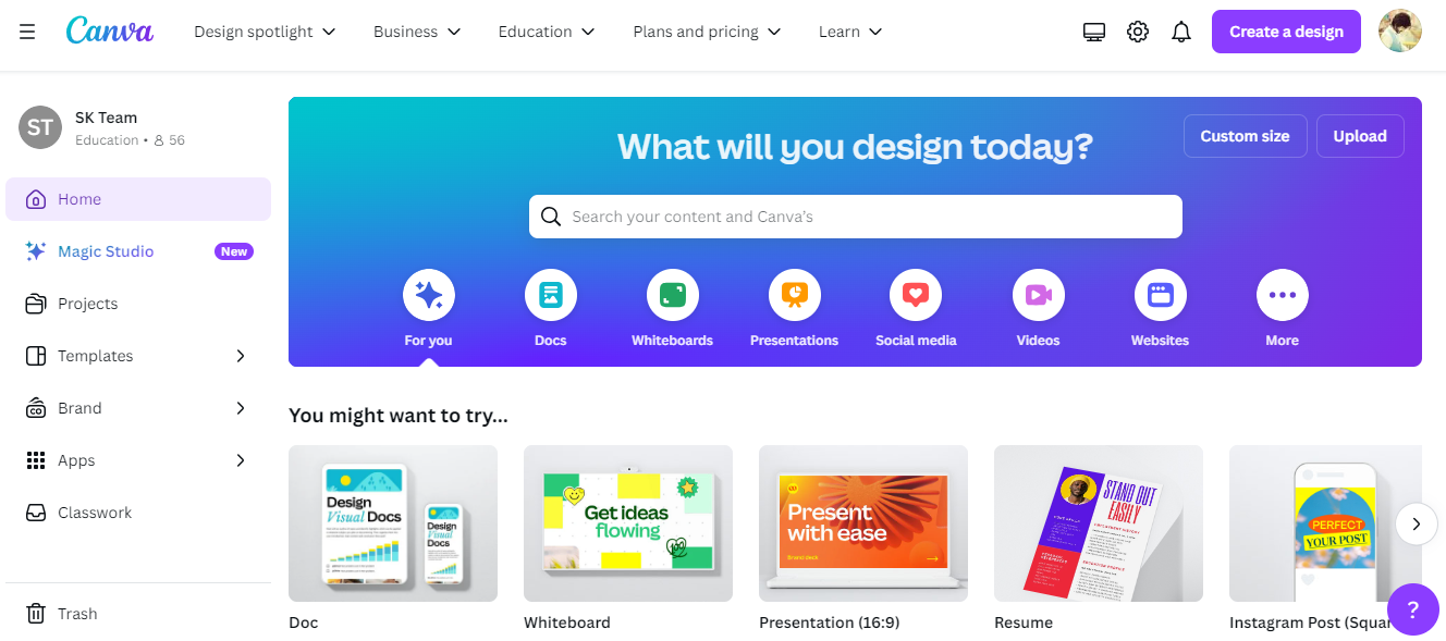 Canva's Landing Page