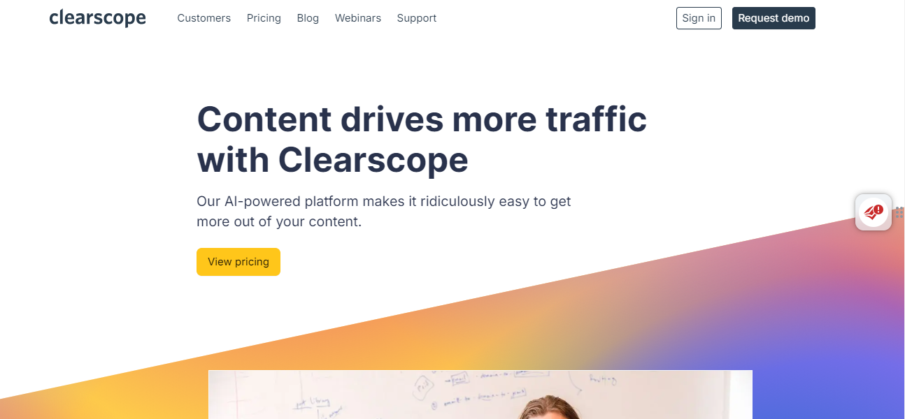 Clearoscope's landing page