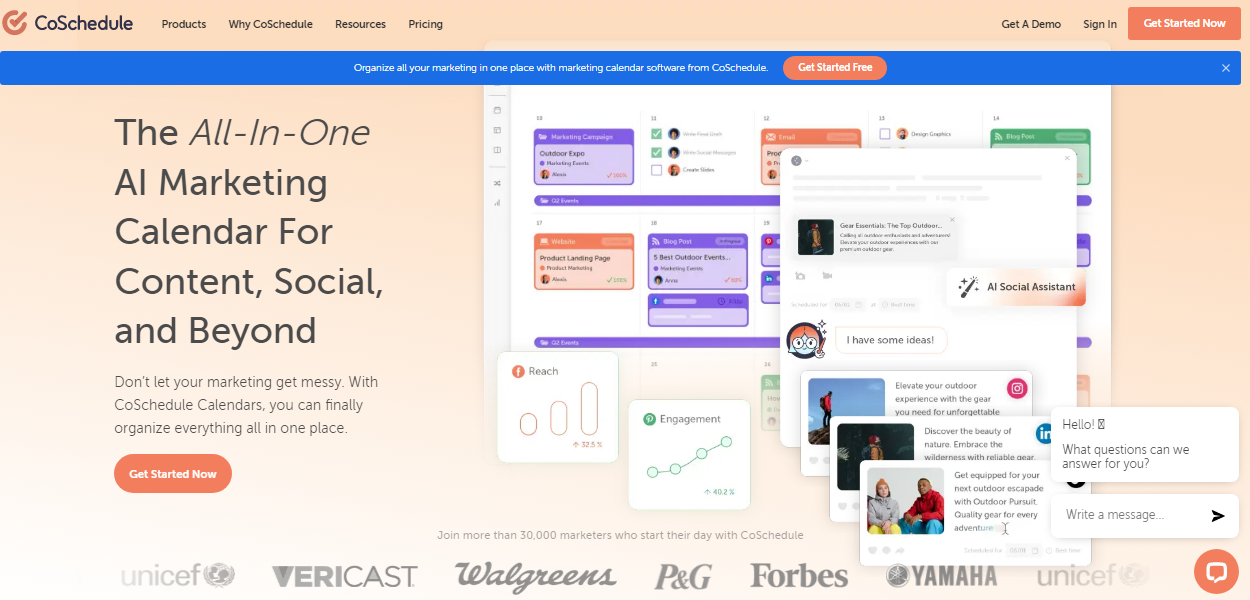 CoSchedule's landing page