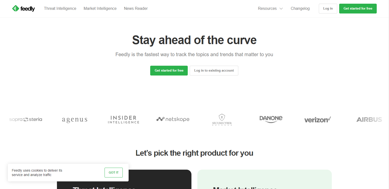 Feedly landing page