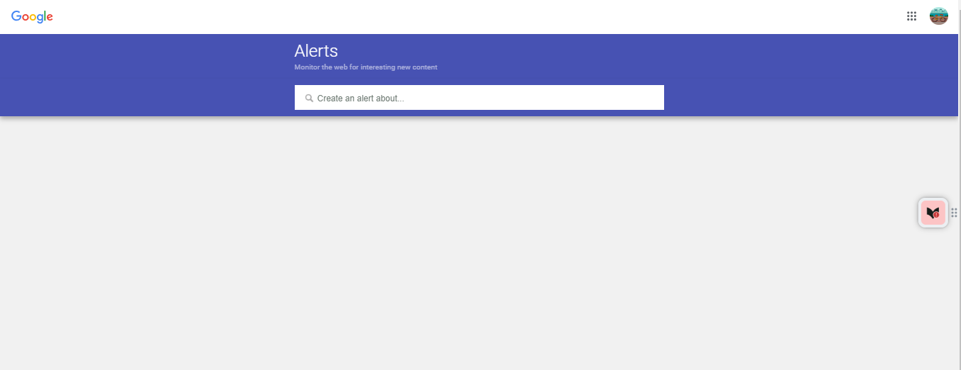 Google Alerts dashboard