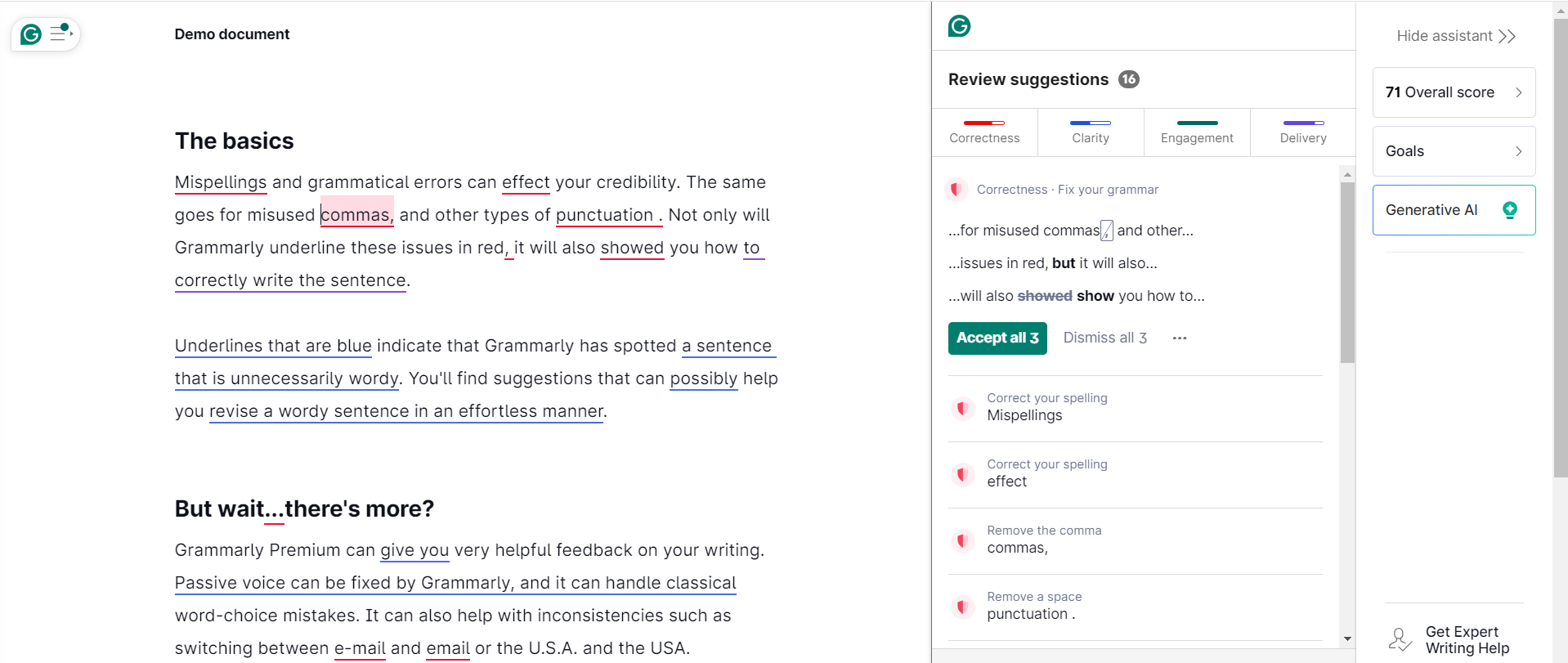 Grammarly's writing assistant