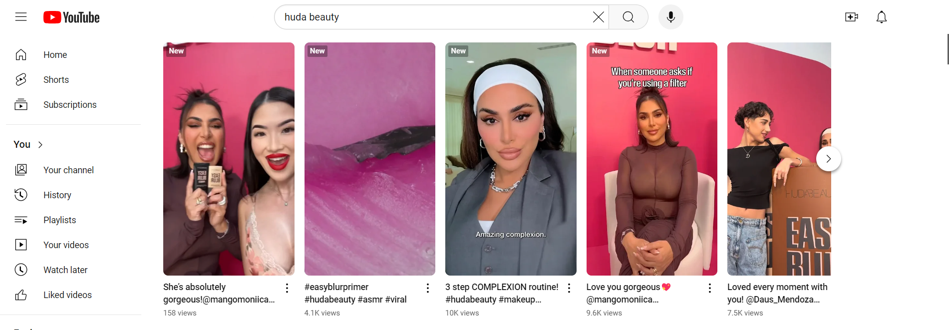 Huda Beauty's marketing on YouTube