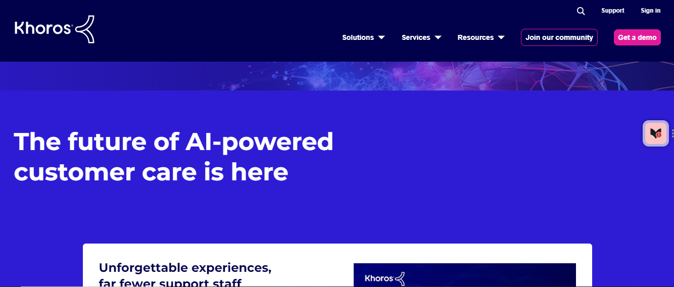 Khoros landing page