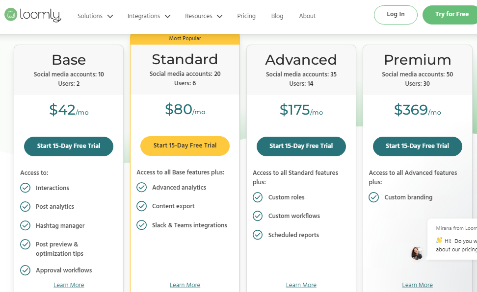 Loomly’s Pricing