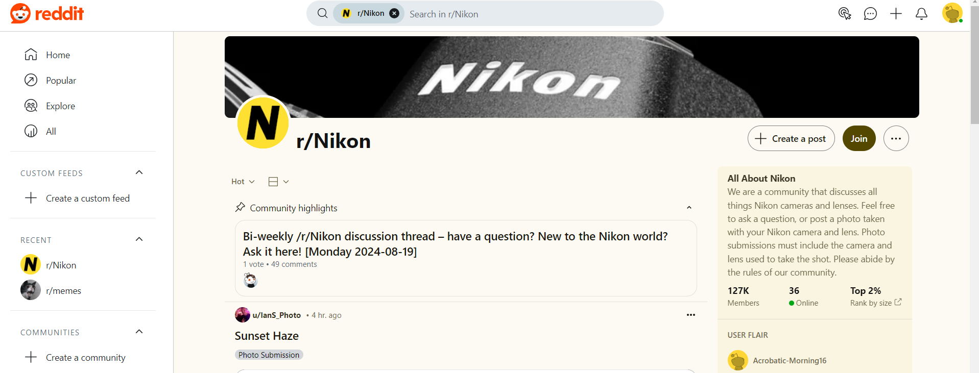 Nikon's community on Reddit