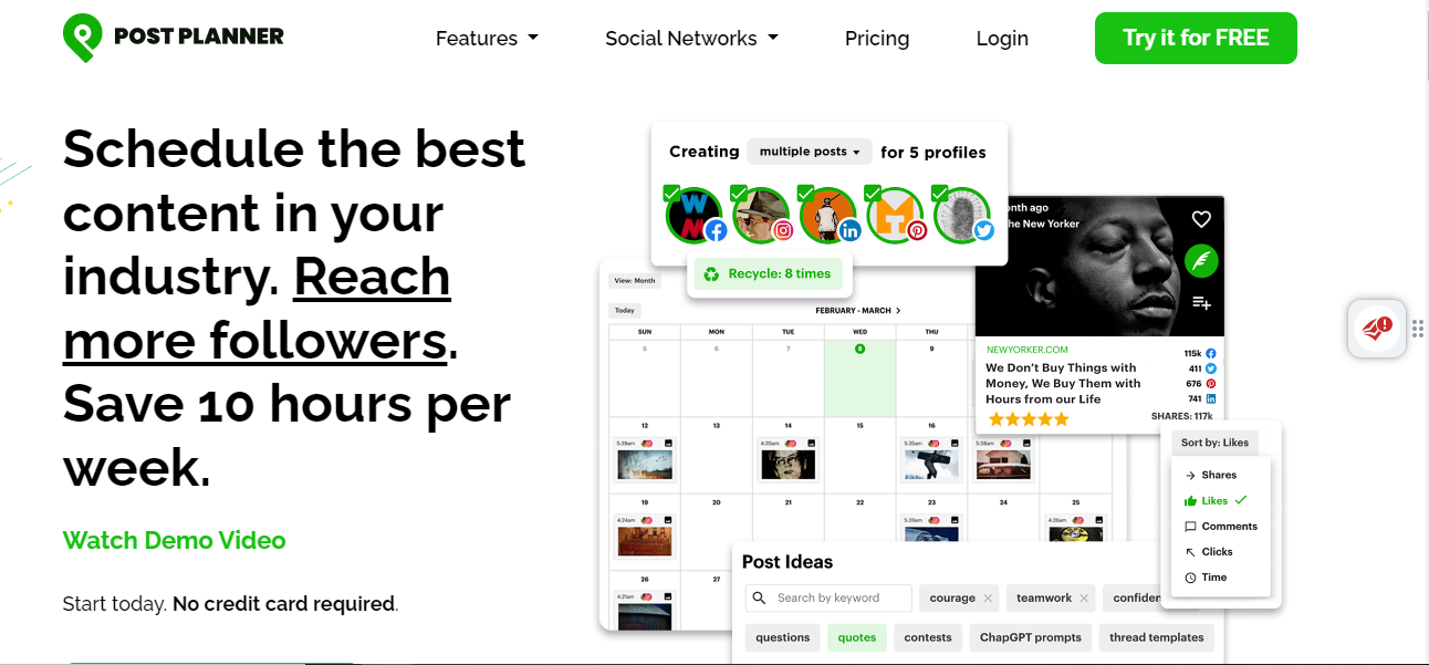 Post Planner's Landing Page