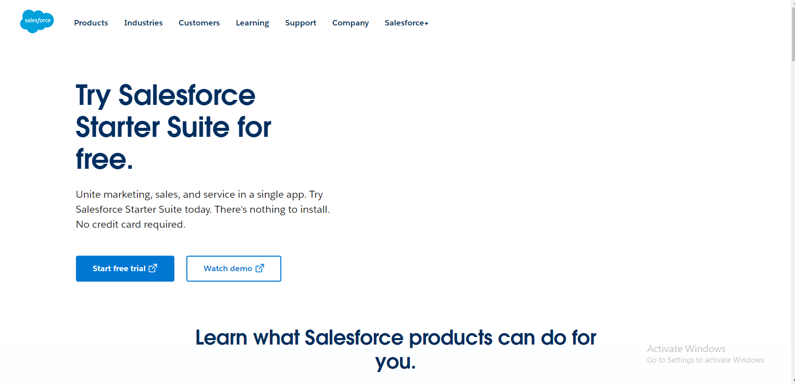 Salesforce web page