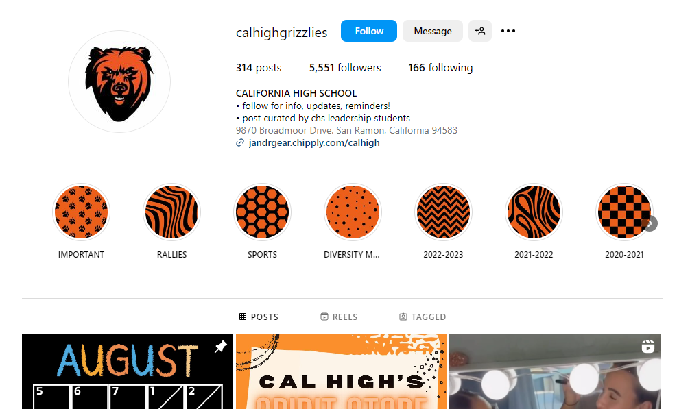 Snapshot of California High School on Instagram