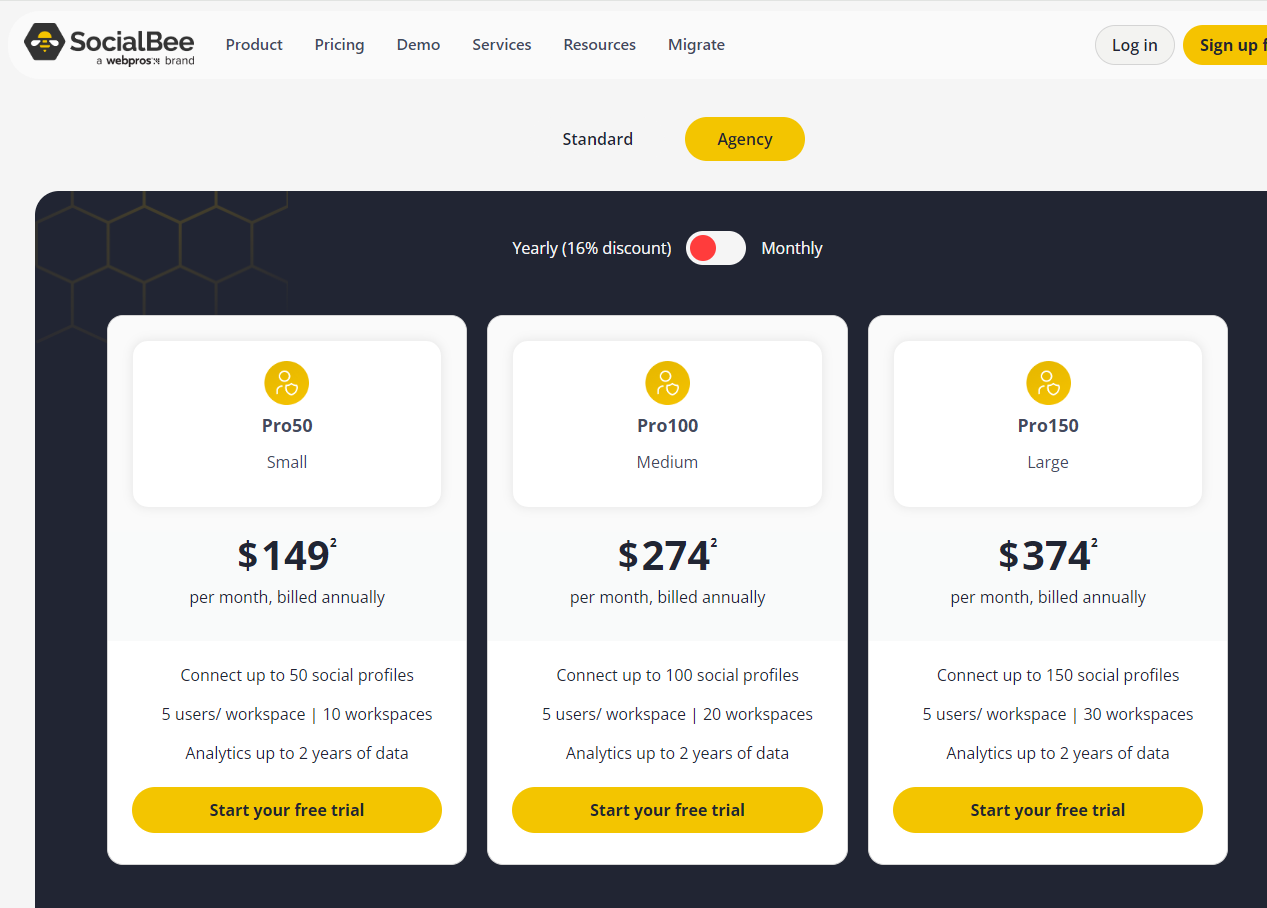 Social Bee Pricing- Agency Plans