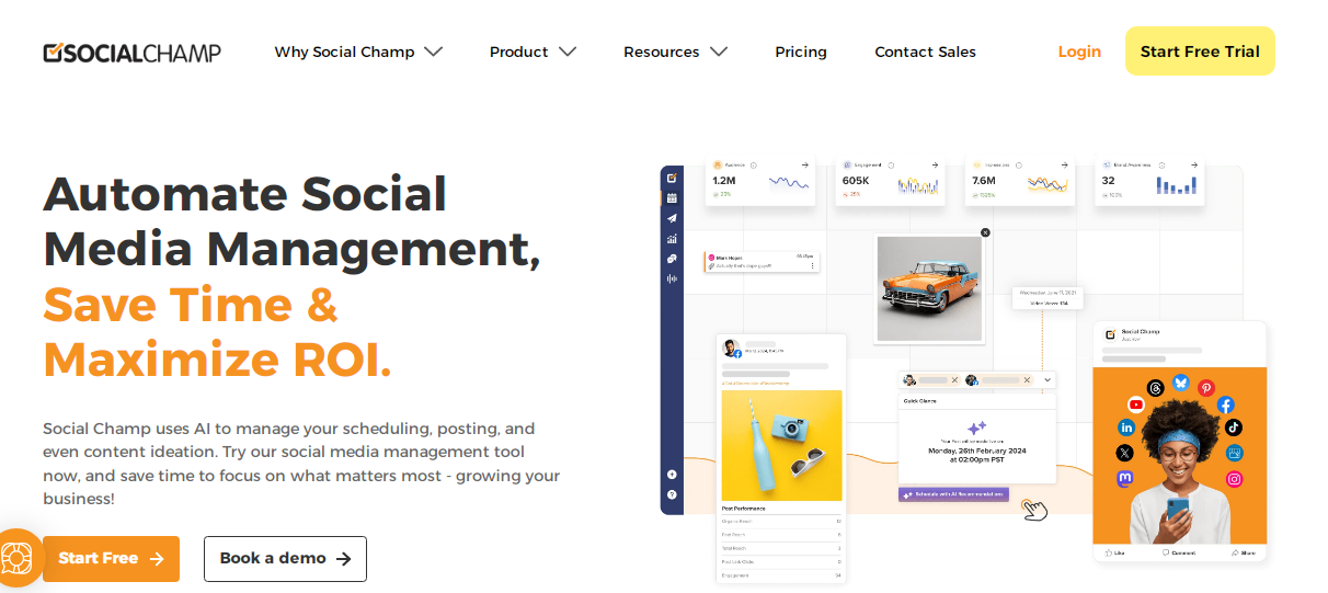 Social Champ's Landing page