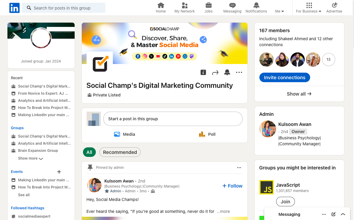 Social Champ’s digital community on LinkedIn for networking