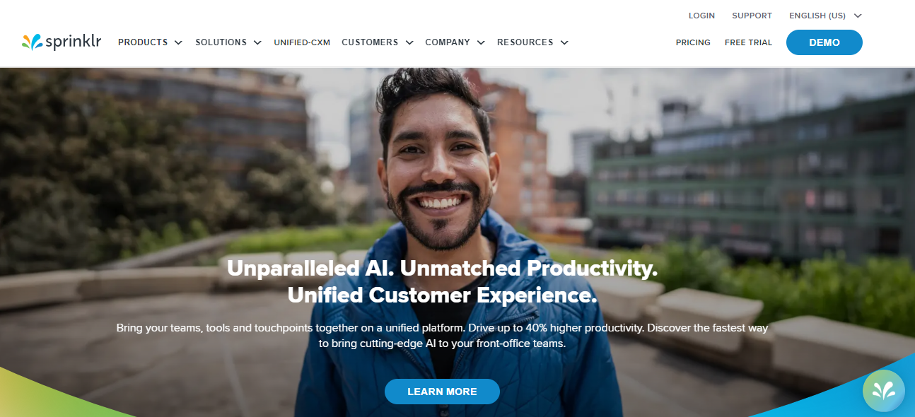 Sprinklr landing page