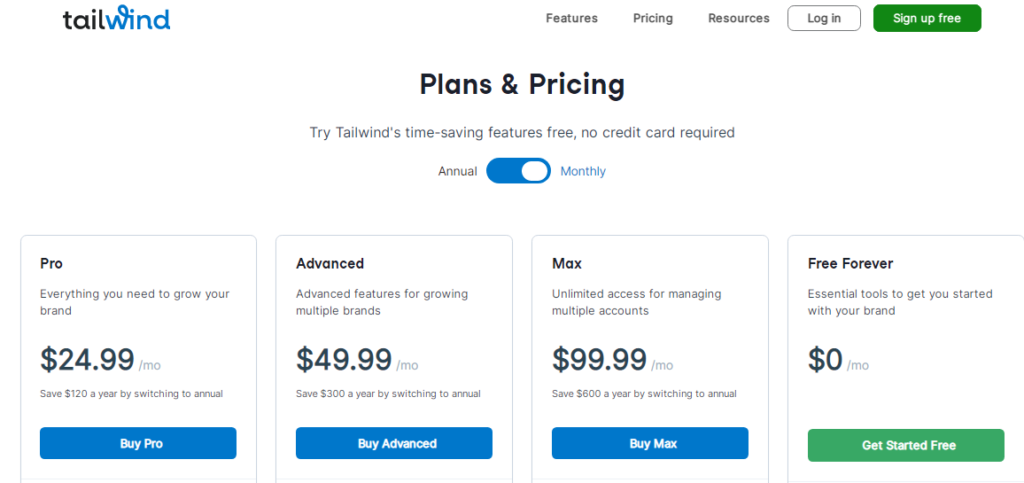 Tailwind Pricing 