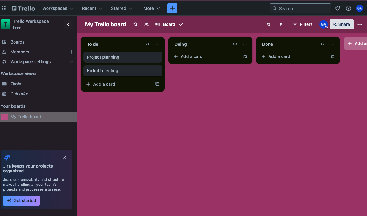 Trello’s Dashboard