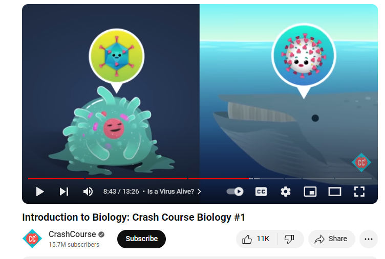 Using YouTube to deliver a crash course in basic Biology