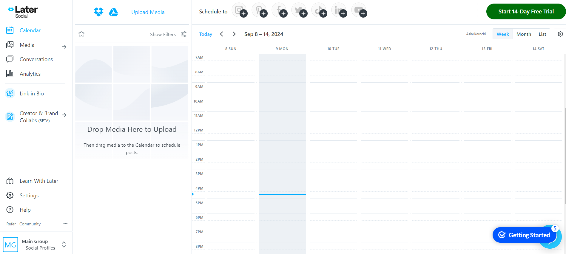 Later's dashboard