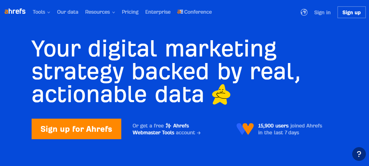 Ahrefs Landing Page