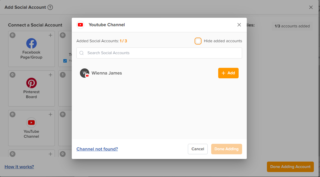 Connect your YouTube account to Social Champ dashboard