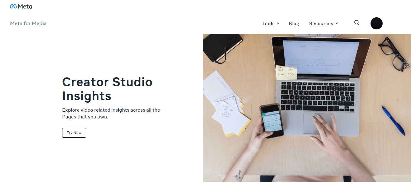 Facebook Creator Studio landing page