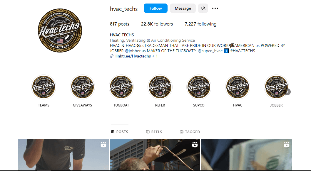 HVAC_Tech's Instagram profile.