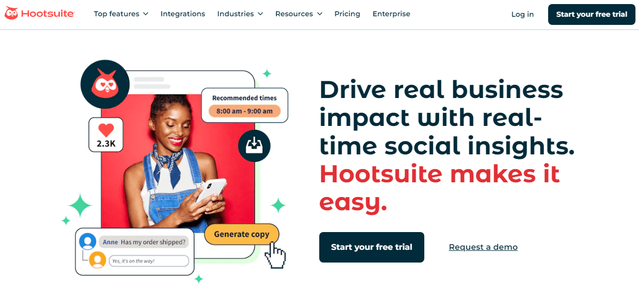 Hootsuite’s Home Page