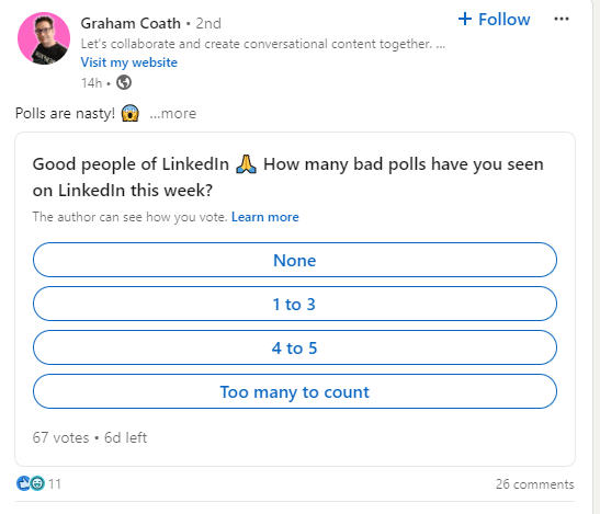 Poll on LinkedIn